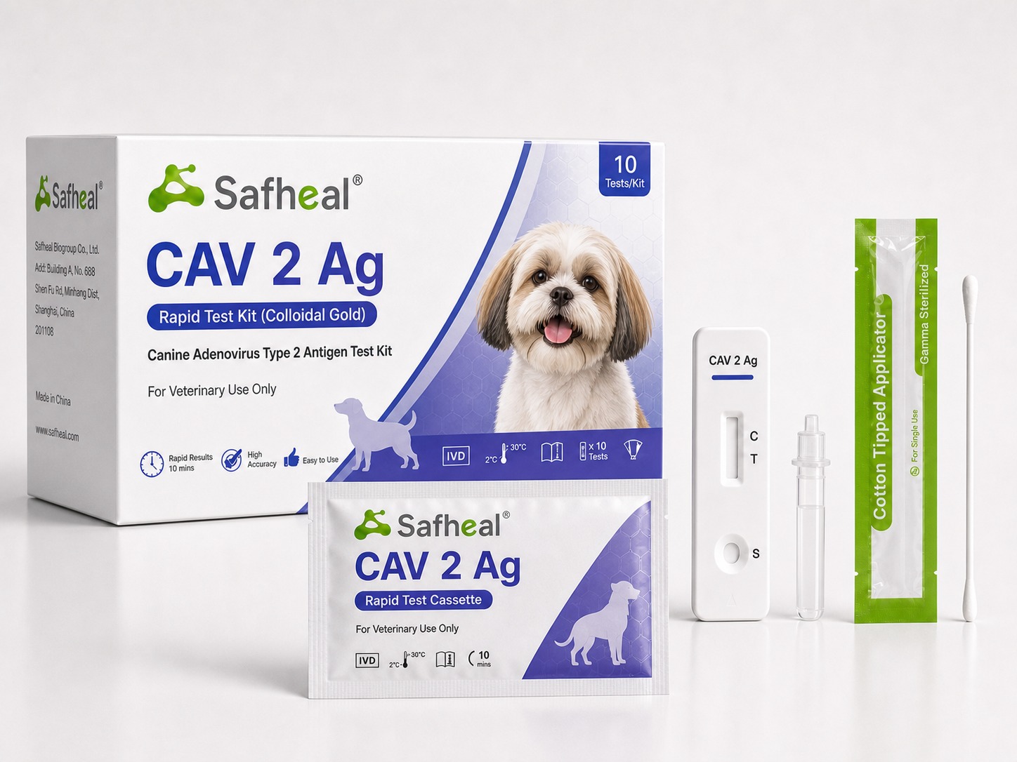 adenovirus canino tipo 2 (CAV-2) Ag kit per test rapido