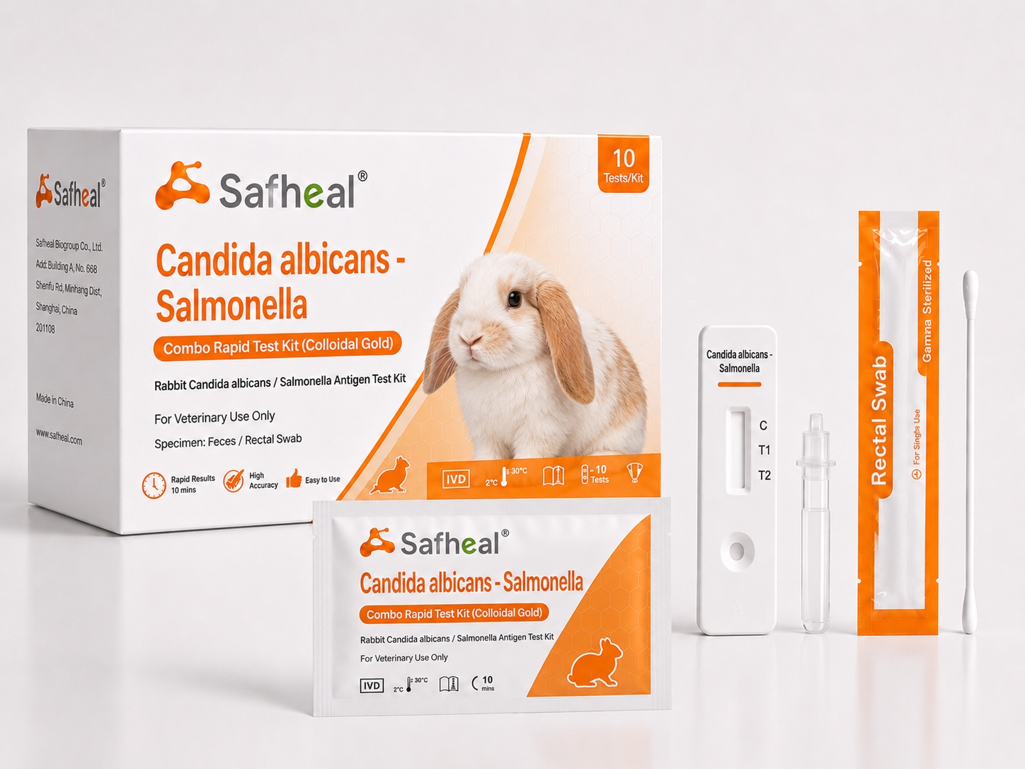Rabbit Candida albicans / Salmonella Antigen Combo Rapid Test Kit