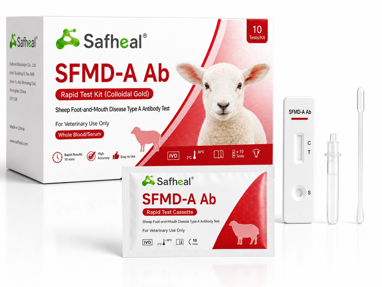 Schaf Maul- und Klauenseuche-Virus Typ A Antikörper Schnelltest-Kit