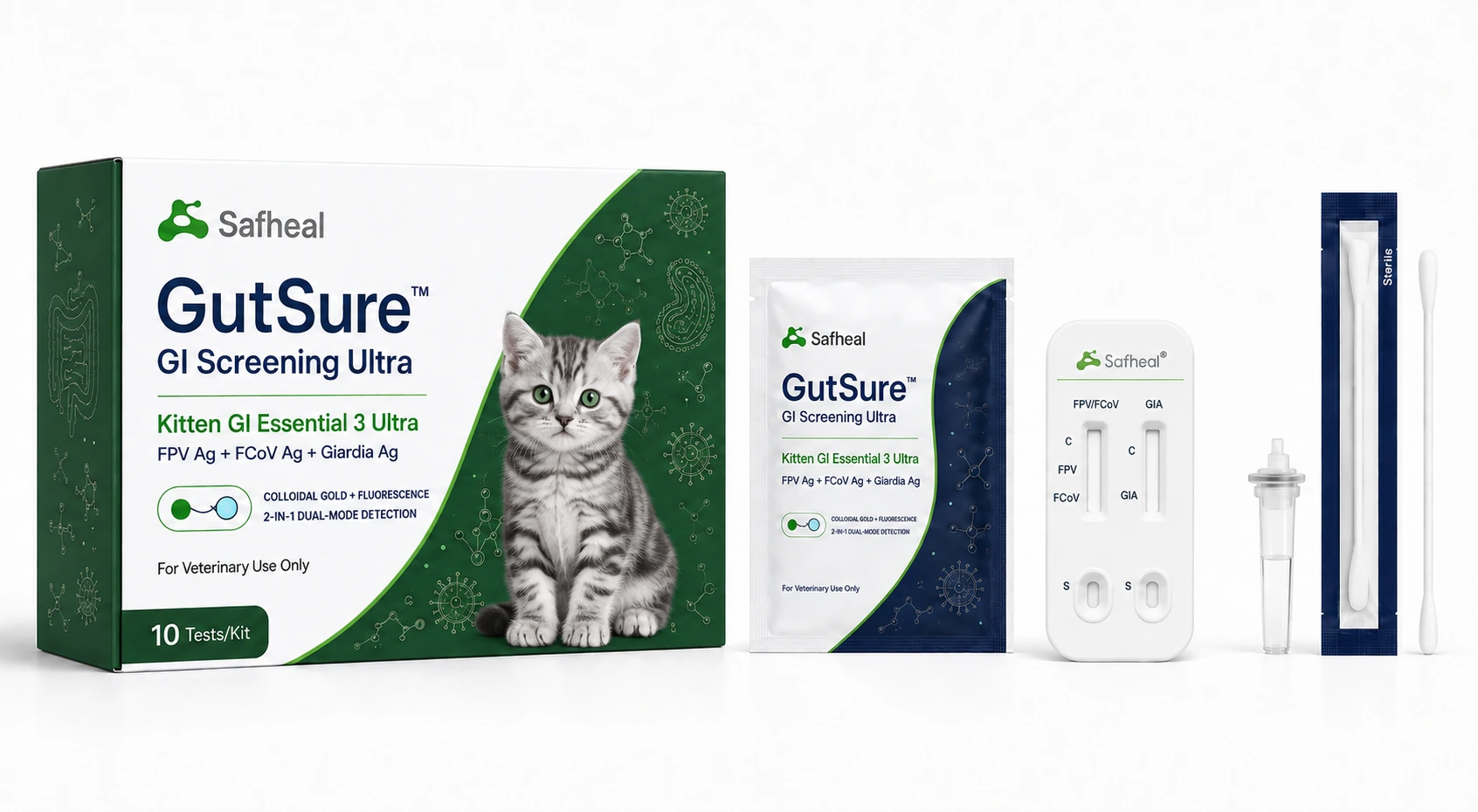 GutSure Kitten GI Essential 3 Ultra(FPV Ag, FCoV Ag, Giardia Ag Combo Test)