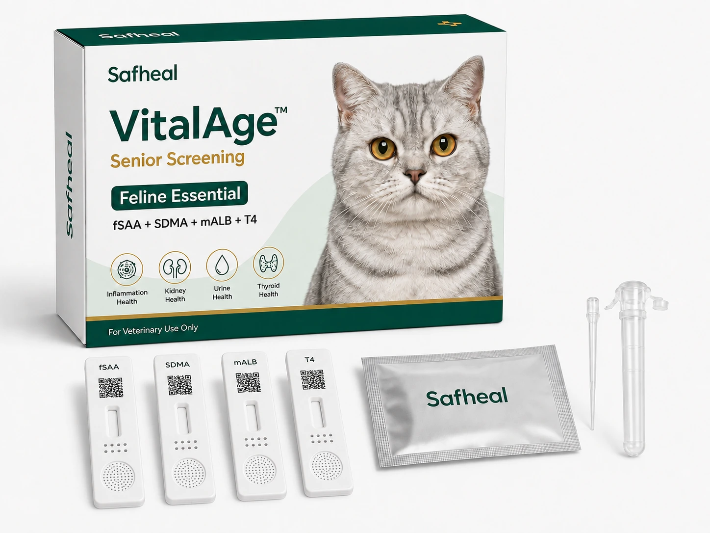 VitalAge Senior Screening Feline Essential(fSAA, SDMA, mALB, T4 Combo Test)