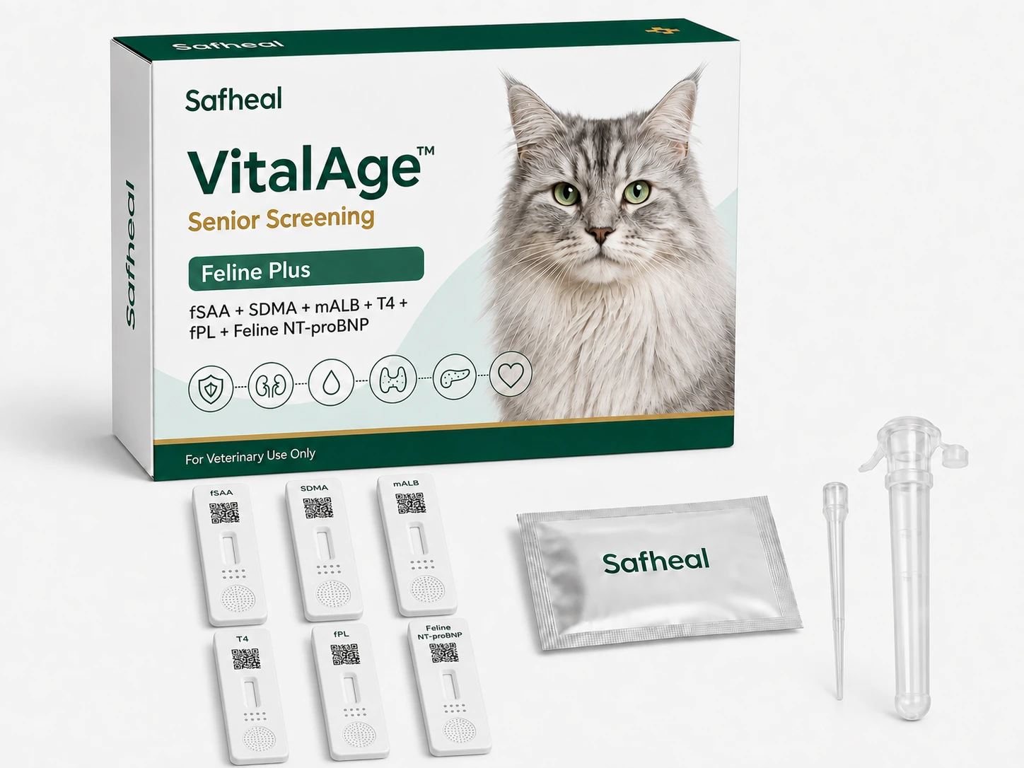 VitalAge Senior Screening Feline Plus(fSAA, SDMA, mALB, T4, fPL, Feline NT-proBNP Combo Test)