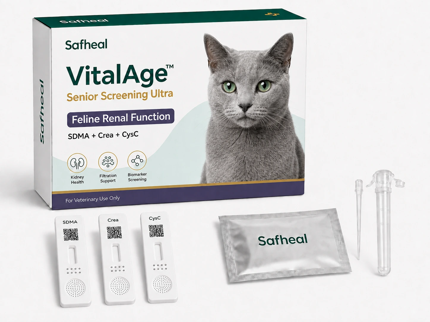 VitalAge Senior Screening Ultra Feline Renal Function(SDMA, Creatinine (Crea), Cystatin C (CysC) Combo Test)