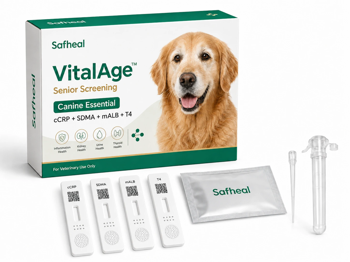 VitalAge Senior Screening Canine Essential（cCRP, SDMA, mALB, T4 Combo Test）
