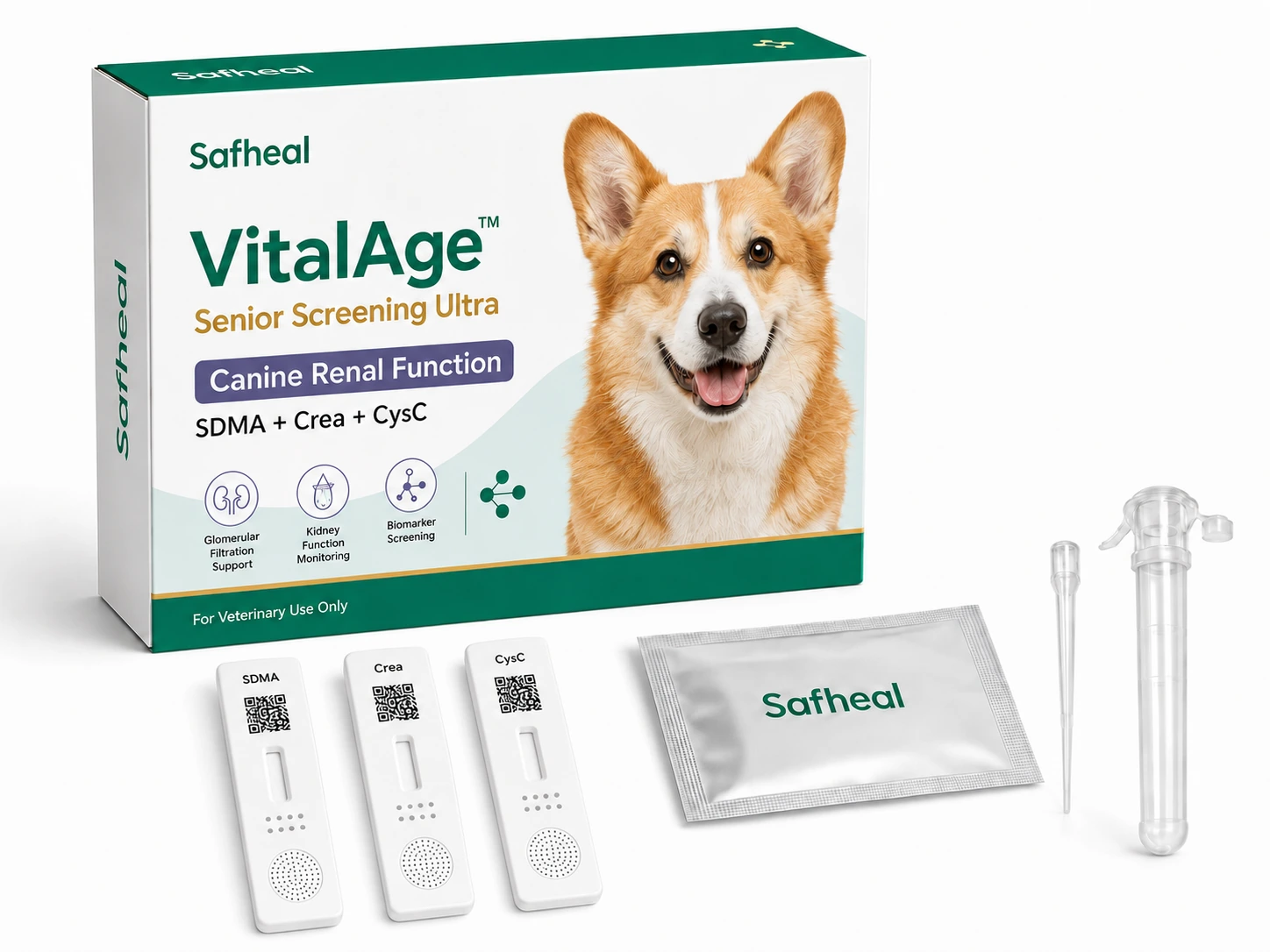 VitalAge Senior Screening Ultra Canine Renal Function(SDMA, Creatinine (Crea), Cystatin C (CysC) Combo Test)
